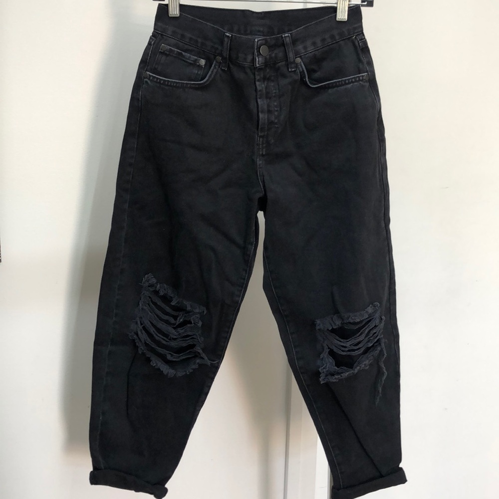 TOP SHOP BLK BOYFRIEND DISTRESSED JEANS